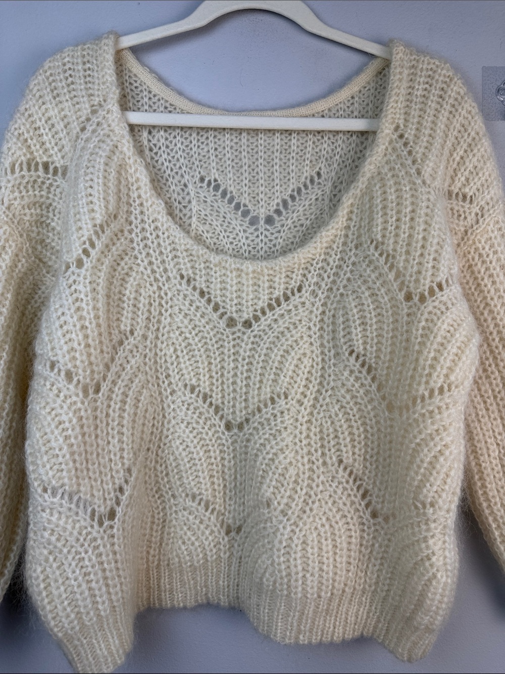 Sezane Pull Simone Knit Jumper Sweater Open Knit XS Mohair Wool Clean Beauty - Picture 11 of 16
